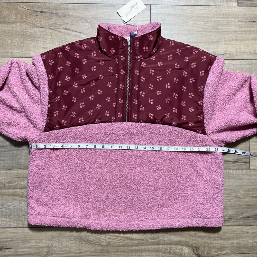 Universal Thread Women's Floral Colorblock 1/2 Zip Sherpa Pullover Size XL Pink - Picture 2 of 11